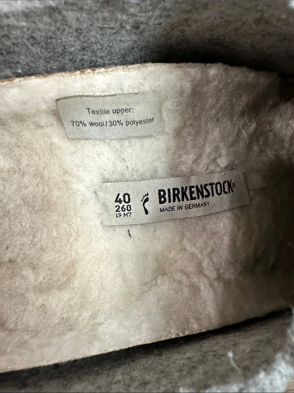 Birkenstock Cream and Light Gray Wool Felt Slip-On Clog W9 M7 - Picture 2 of 7